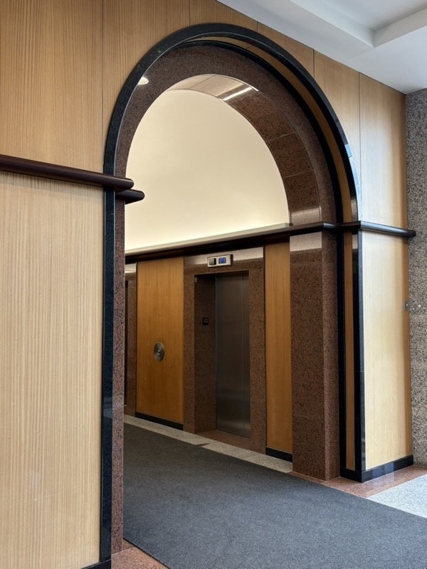 Interior archway in the lobby of the Canada Trust building.